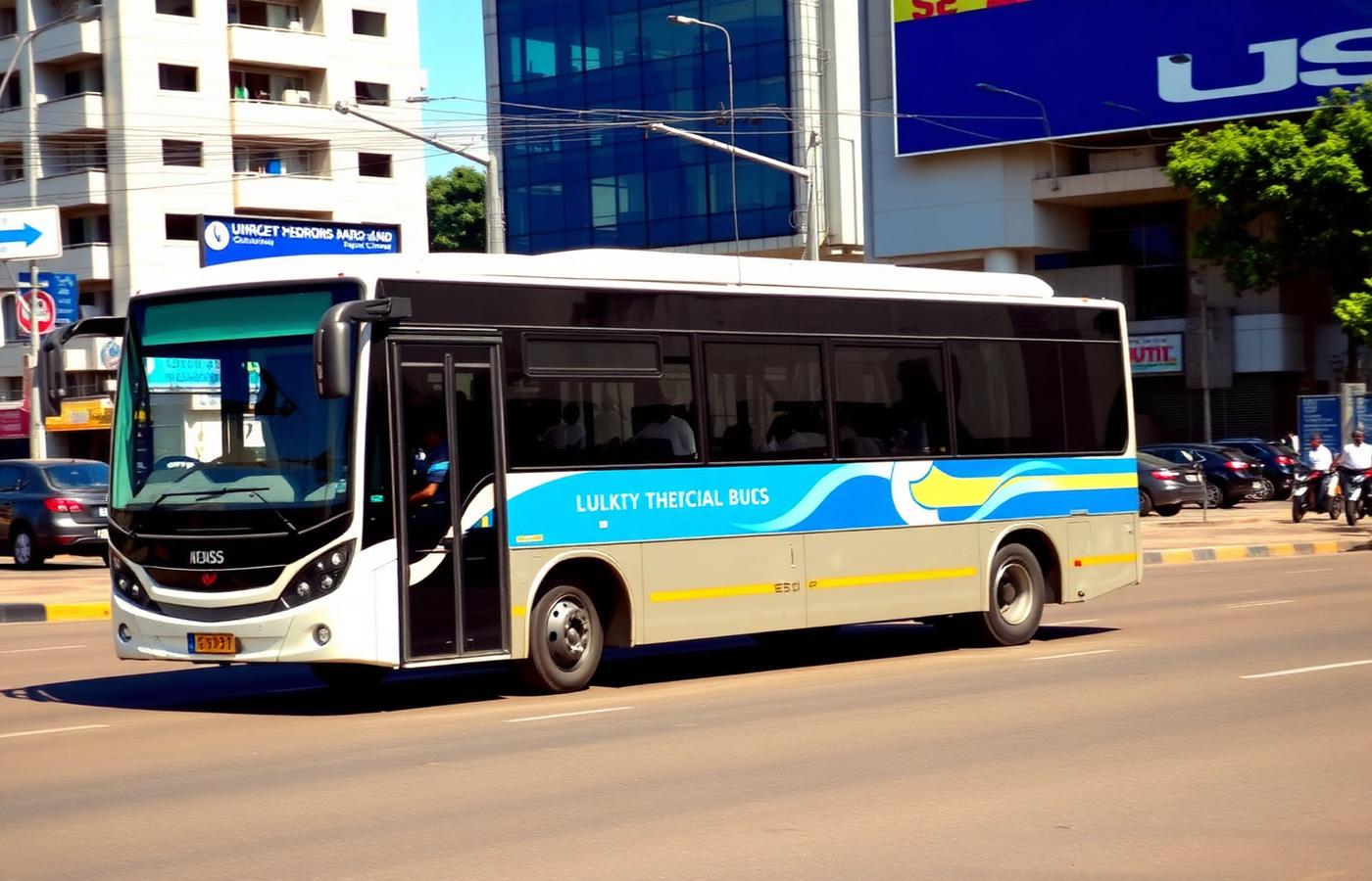 Electric city bus operating on an African urban route