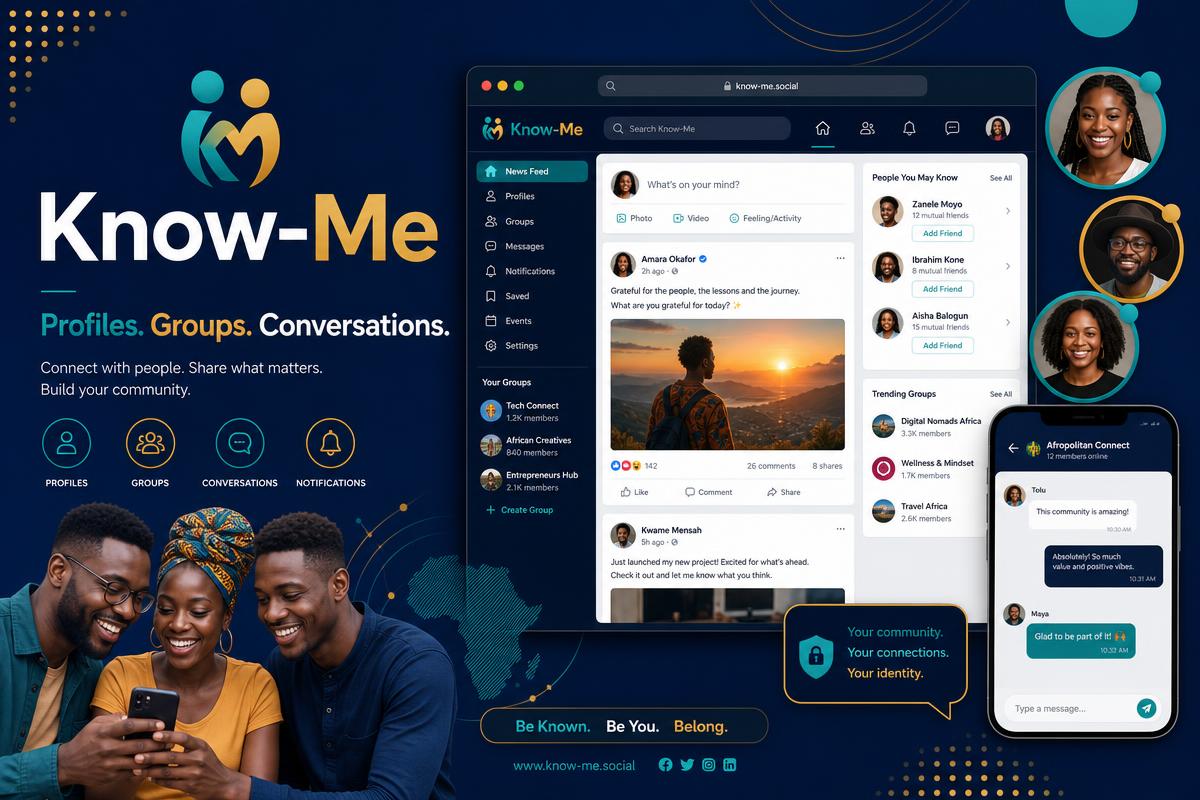 Know-Me Social platform promotional screenshot