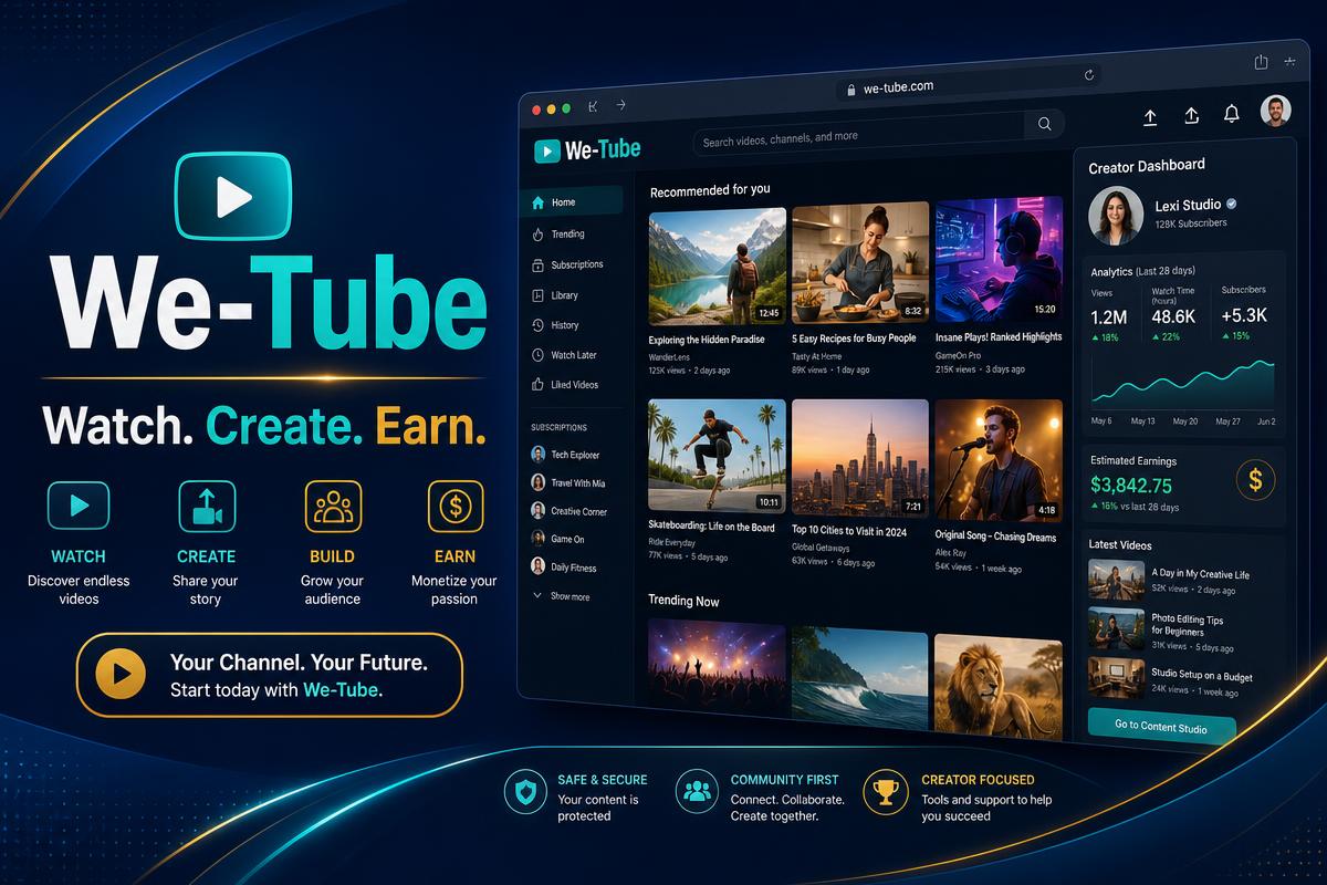 We-Tube platform promotional screenshot